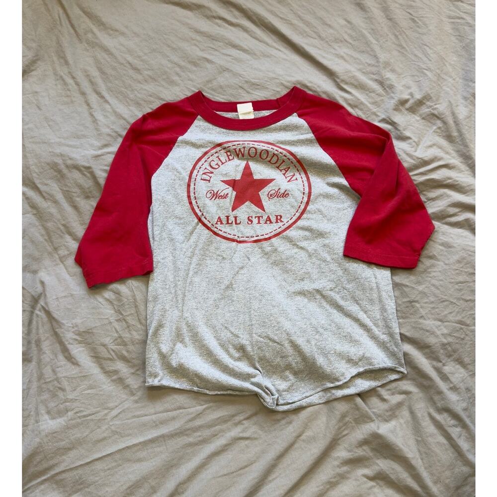 SHAKA Active All Star Inglewoodian Grey & Red Baseball Tee